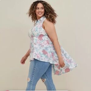 Like New Torrid 3x Babydoll Poplin Button-Front Shirt